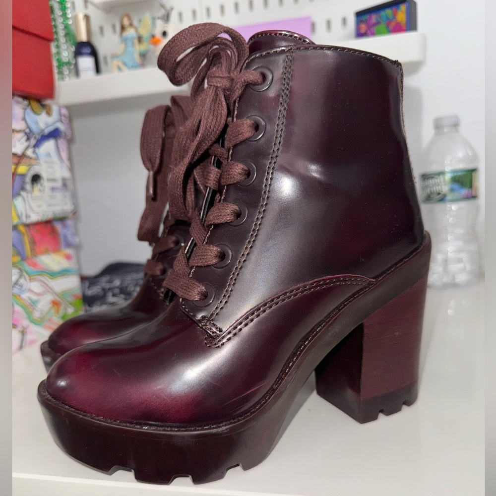 Aldo Burgundy Platform Boots